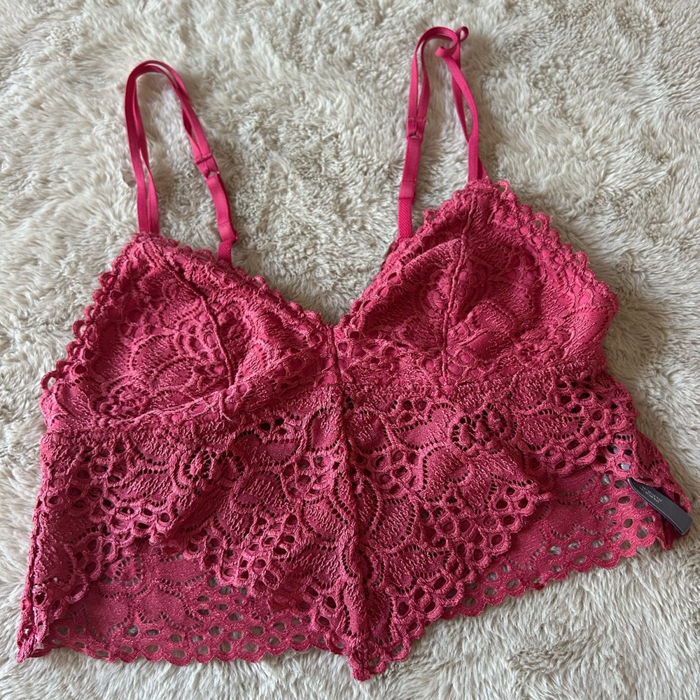 Aerie Lace Bralette in Deep Pink